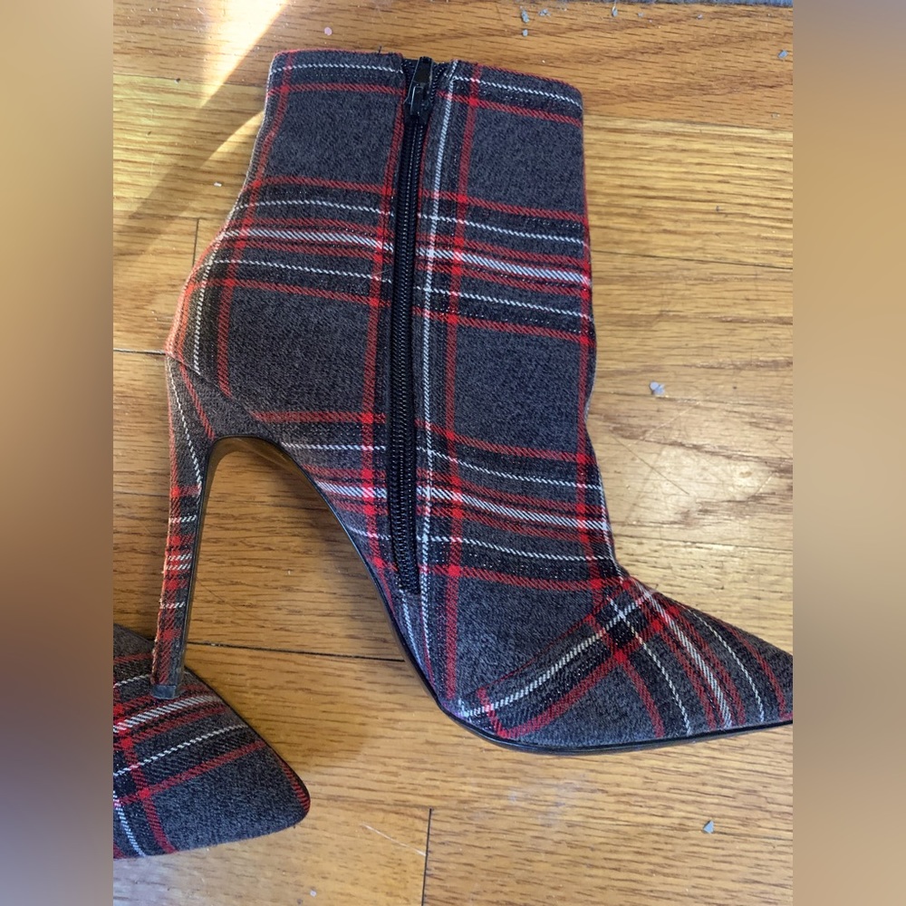 Red & Gray Plaid Boot